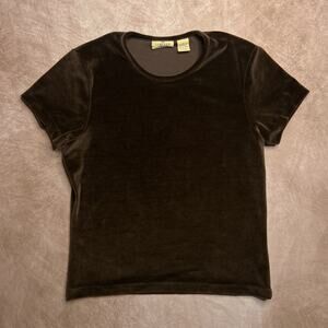 Vintage 90s Limited American Brown Velour Short Sleeve T-Shirt Top Indie Sleaze